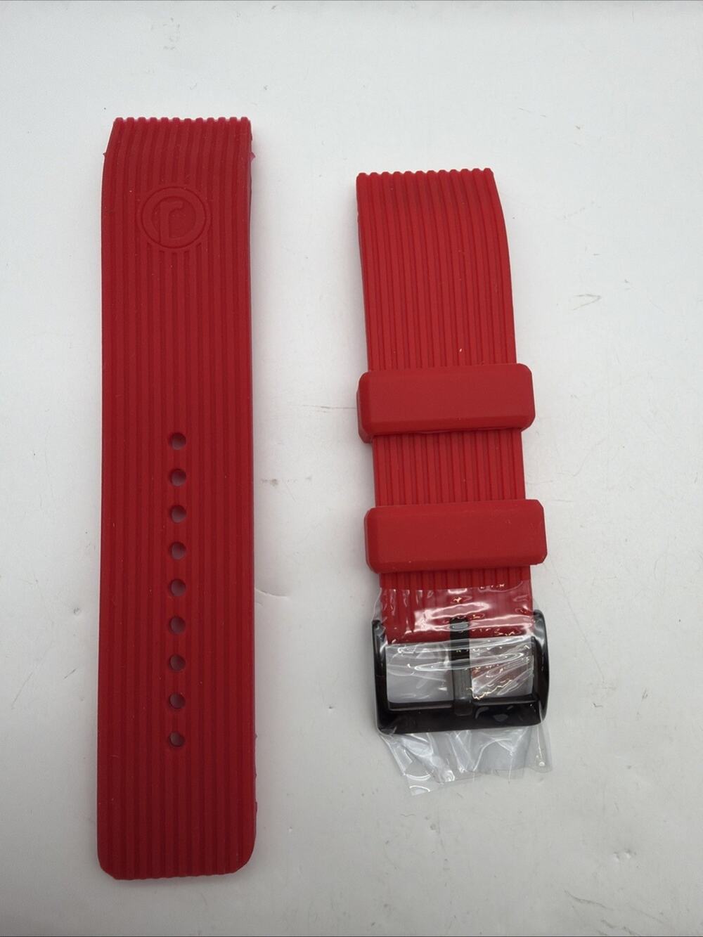 Redline Watch Red Rubber Strap Band With Black Buckle 24mm